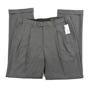 Van Heusen Classic Fit Pleated Cuffed Dress Pants Gray Pinstripe 34x32